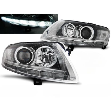 Paire de feux phares Audi A6 C6 de 2004 a 2008 xenon Daylight DRL led chrome-27361085 (1/3)