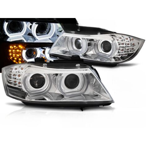 Paire Feux Phares BMW E90 E91 De 2009 A 2011 Xenon Angel Eyes Led DRL paire-feux-phares-bmw-e90-e91-de-2009-a-2011-xenon-angel-eyes-led-drl