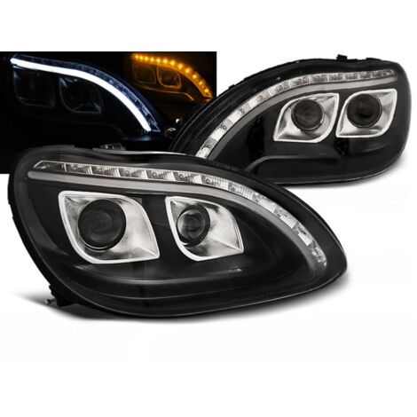 Paire de feux phares Mercedes classe S W220 de 1998 a 2005 Daylight led LTI noir-27361539