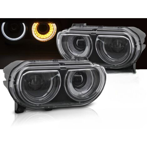 Paire de feux phares Dodge Challenger de 2008 a 2014 LED DRL DYN Noir-41320956
