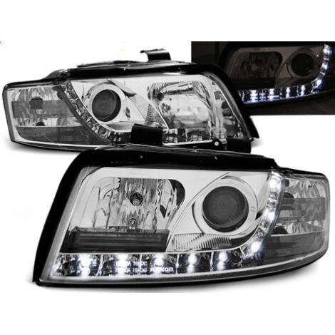 Paire de feux phares Audi A4 B6 de 2000 a 2004 Daylight led chrome-27361017 (1/2)