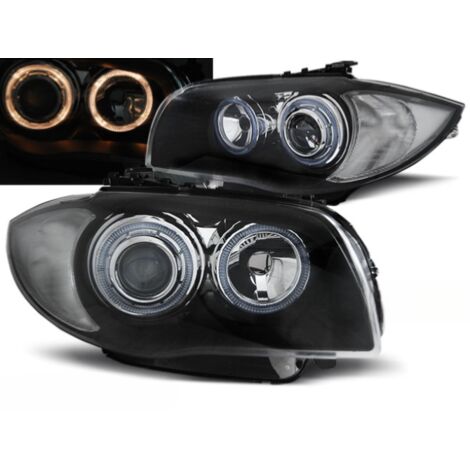 Paire de feux phares BMW serie 1 E81/E87 de 2004 a 2011 Angel eyes noir-27361116