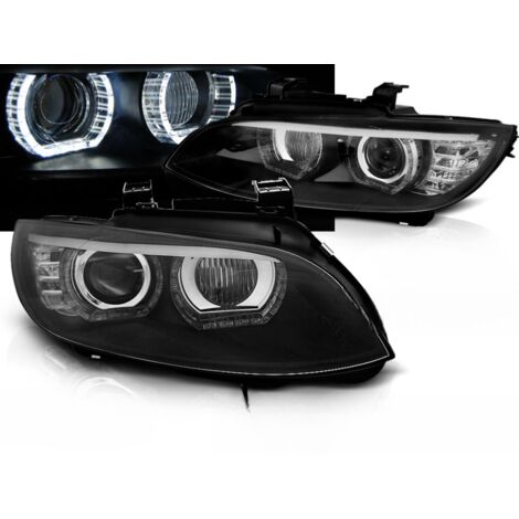 Paire de feux phares BMW serie 3 E92 / E93 de 2006 a 2010 angel eyes LED 3D DRL noir-31439185