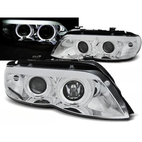 Paire de feux phares BMW X5 E53 de 2003 a 2006 angel eyes Xenon chrome-27361101 (1/2)