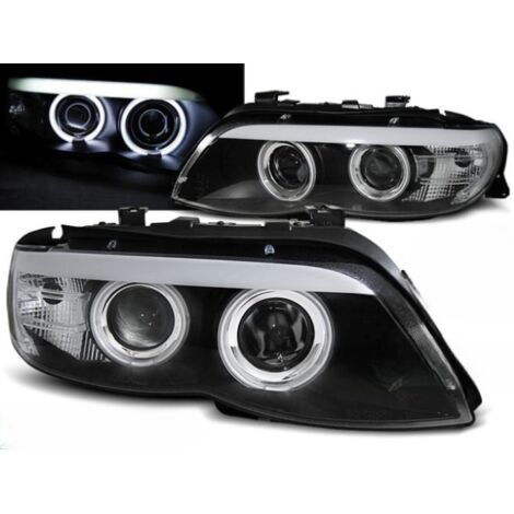 Paire de feux phares BMW X5 E53 de 2003 a 2006 angel eyes CCFL Xenon Noir-27361102 (1/2)