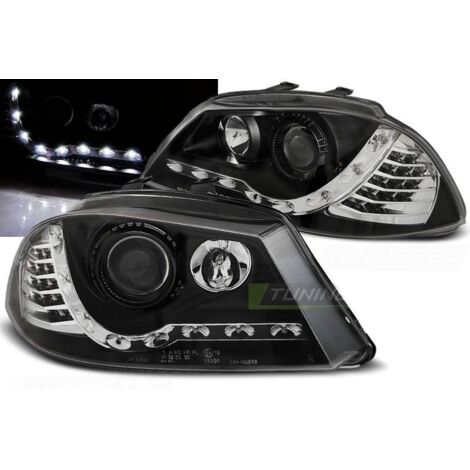 Paire de feux phares Seat Ibiza 6L 02-08 Daylight led noir-27361789