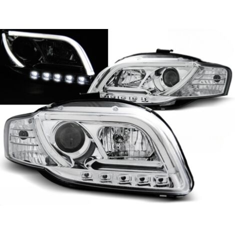 Paire de feux phares Audi A4 B7 de 2004 a 2008 Tube Light LTI DRL Led chrome-27361038 (1/2)
