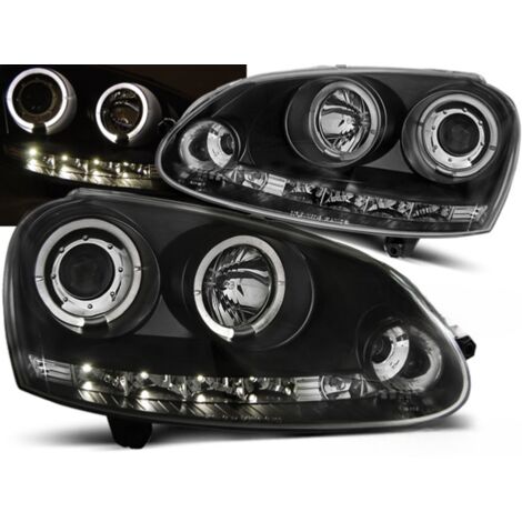 Paire de feux phares VW Golf 5 de 2003 a 2009 angel eyes led noir-27361943 (1/2)