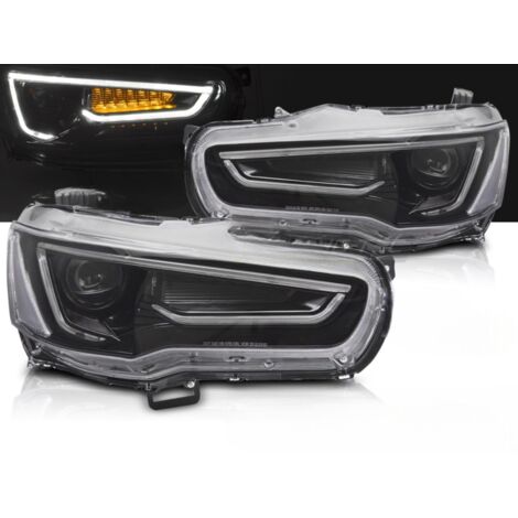 Paire de feux phares Mitsubishi Lancer 8 de 2008 a 2016 LED DRL LTI cligno dyn -Noir-41433587