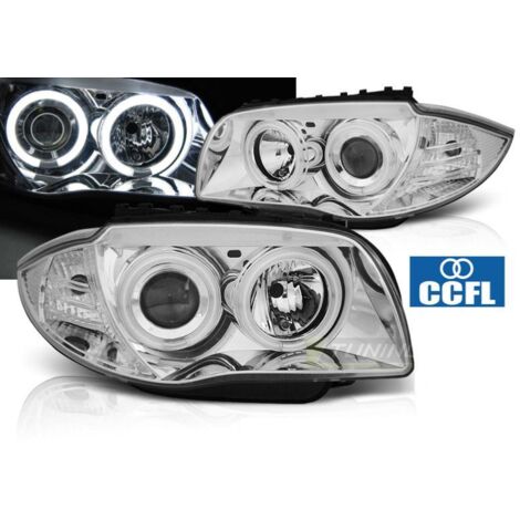 Paire feux phares BMW E81/E82/E87/E88 04-11 Angel Eyes CCFL Chrome-33022018 (1/4)