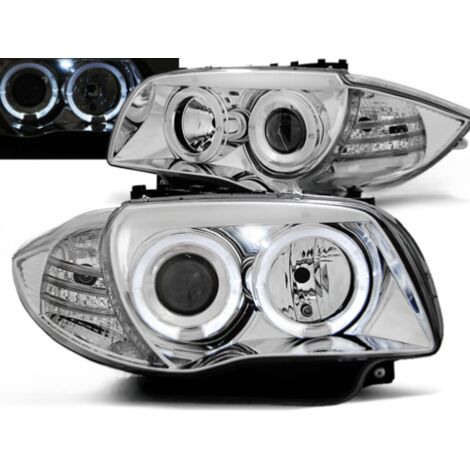 Paire de feux phares BMW serie 1 E87/E81 de 2004 a 2011 angel eyes chrome-27361117