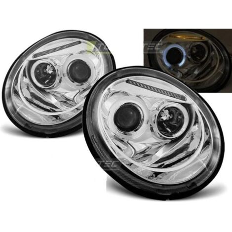 Paire de feux phares VW New Beetle 98-05 angel eyes chrome-27361871 (1/2)