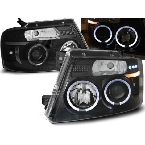 Paire de feux phares Ford F150 MK11 04-08 angel eyes noir-27361312