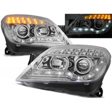 Paire de feux phares Opel Astra H 04-10 Daylight led chrome-27361629 (1/2)
