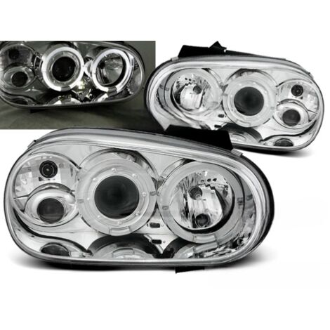 Paire de feux phares VW Golf 4 de 1997 a 2003 angel eyes chrome-27361919 (1/2)