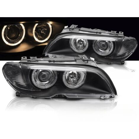 Paire de phares BMW serie 3 E46 Coupe Cabrio de 2003 a 2006 angel eyes noir-41385906