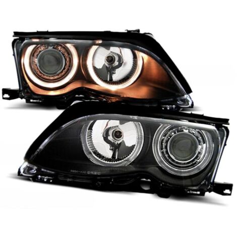 Paire de phares BMW serie 3 E46 Berline de 2001 a 2005 angel eyes noir-27361156