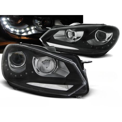 Paire de feux phares VW Golf 6 de 2008 a 2012 Daylight led DRL noir-27361956