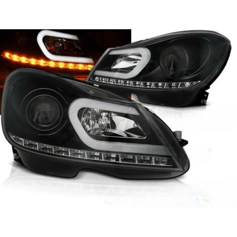 Paire de feux phares Mercedes classe C W204 de 2011 a 2014 Daylight led LTI noir-27361477 (1/4)