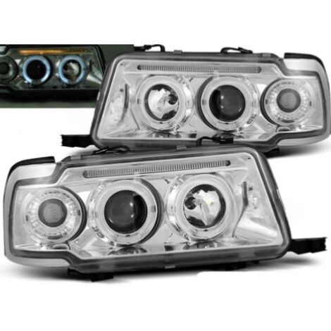 Paire de feux phares Audi 80 B4 berline de 1991 a 1996 Angel eyes chrome-27360958 (1/2)