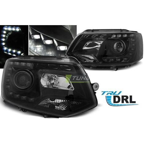 Paire de feux phares VW T5 10-15 Daylight led DRL noir-27362079