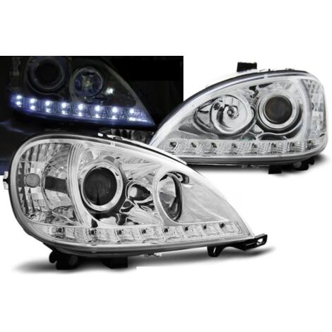 Paire de feux phares Mercedes ML W163 98-01 Daylight led chrome-27361521