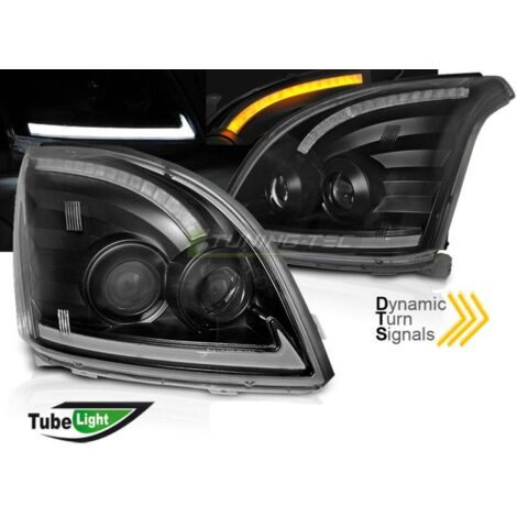 Paire feux phares Toyota Land Cruiser 120 03-09 TubeLight Led Noir-33023245 (1/4)