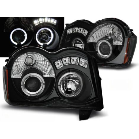 Paire de feux phares Jeep Grand Cherokee de 2008 a 2010 angel eyes noir-27361430