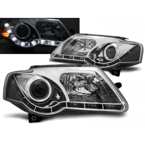 Paire de feux phares VW Passat B6 3C de 2005 a 2010 DRL led chrome-27362027 (1/3)