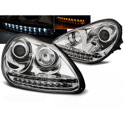 Paire de feux phares Porsche Cayenne de 2002 a 2006 Daylight led xenon chrome-27361735 (1/4)