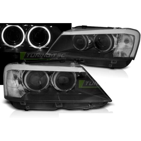 Paire de feux phares BMW X3 F25 10-14 Angel eyes LED Noir-31521262