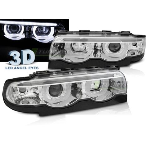 Paire de feux phares BMW serie 7 E38 94-01 angel eyes Led chrome-31514158 (1/4)