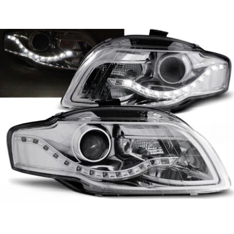 Paire de feux phares Audi A4 B7 de 2004 a 2008 Daylight led chrome-27361033 (1/2)