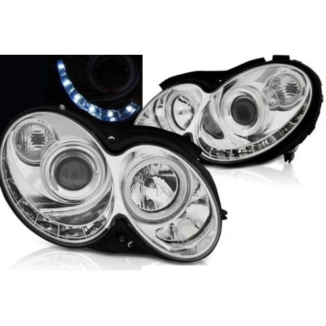 Paire de feux phares Mercedes CLK W209 03-10 Daylight led chrome-27361483