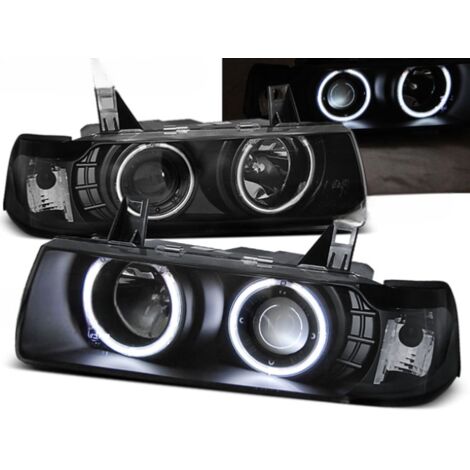Paire Feux Phares BMW serie 3 E36 de 1990 a 1999 Berline angel eyes CCFL noir-27361130