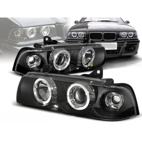 Paire de feux phares BMW serie 3 E36 coupe cab de 1990 a 1999 angel eyes noir-27361142 (1/2)