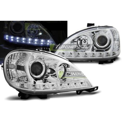 Paire de feux phares Mercedes ML W163 01-05 Daylight led chrome-27361518