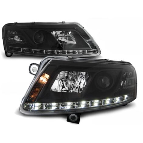 Paire de feux phares Audi A6 C6 de 2004 a 2008 Daylight DRL led Xenon noir-27361073 (1/2)