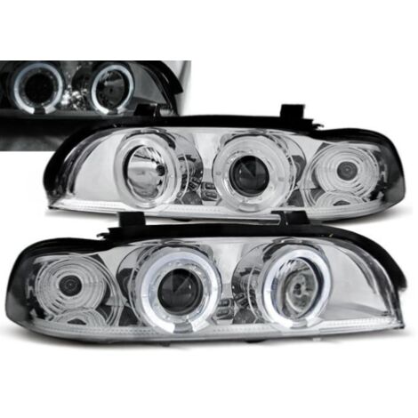 Paire de feux phares BMW serie 5 E39 de 1995 a 2003 angel eyes chrome-27361200