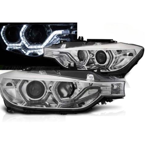 Paire de feux phares BMW serie 3 F30 / F31 LCI 15-18 angel eyes led DRL chrome-35105723 (1/4)