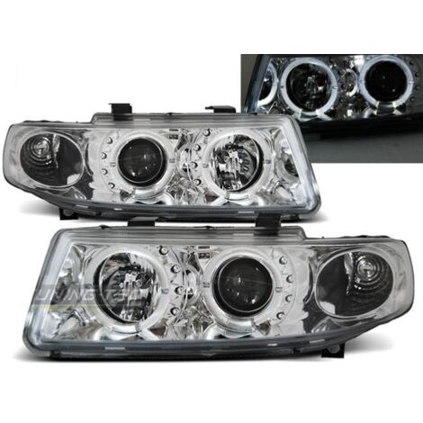 Paire de feux phares Seat Leon / Toledo 99-04 angel eyes chrome-27361799 (1/2)