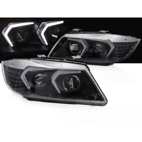 Paire de feux phares BMW serie 3 E90 / E91 de 2005 a 2008 LED Noir-41249476