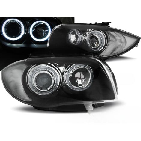 Paire de feux phares BMW serie 1 E87 / E81 de 2004 a 2011 angel eyes noir-27361121