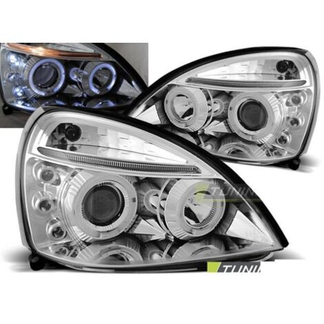 Paire de feux phares Renault Clio 2 01-05 angel eyes chrome-27361744