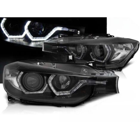 Paire de feux phares BMW serie 3 F30 / F31 de 2011 a 2015 angel eyes noir led DRL-27361194