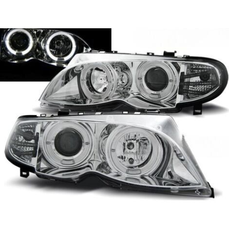 Paire de phares BMW serie 3 E46 Berline de 2001 a 2005 angel eyes chrome-27361153