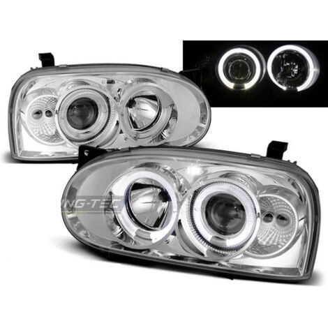 Paire de feux phares VW Golf 3 91-97 angel eyes chrome-27361907 (1/2)