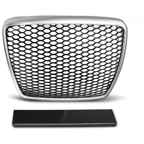 Grille de calandre pour Audi A6 C6 de 2009 a 2011 look Sport argent noir-27318017 (1/2)