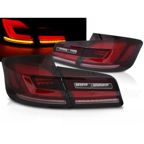 Paire feux arriere BMW serie 5 F10 Berline de 2010 a 2016 FULL LED BAR DYN Rouge fume (1/4)