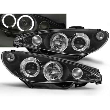 Paire de feux phares Peugeot 206 de 2002 a 2006 angel eyes noir - Montage H7-27361713